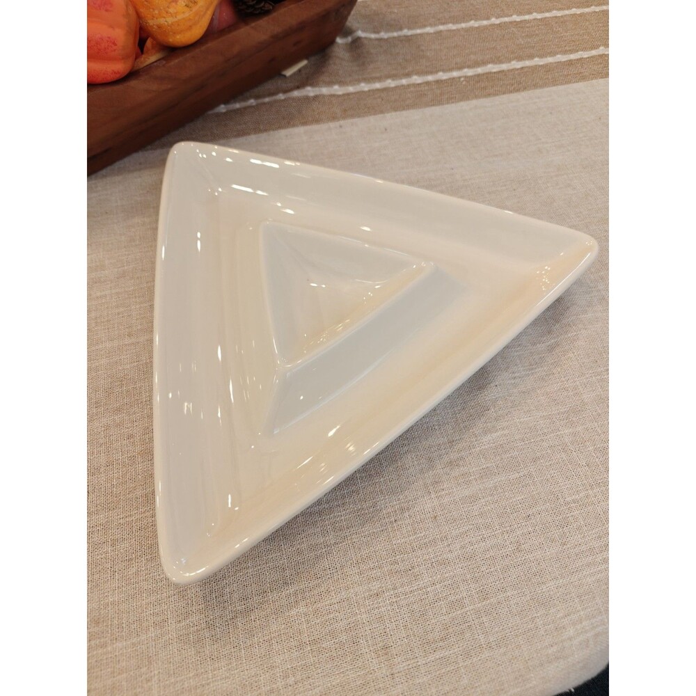 Pfaltzgraff Triangle White Dip Tray Mid Century Modern Perfect Serving Dish